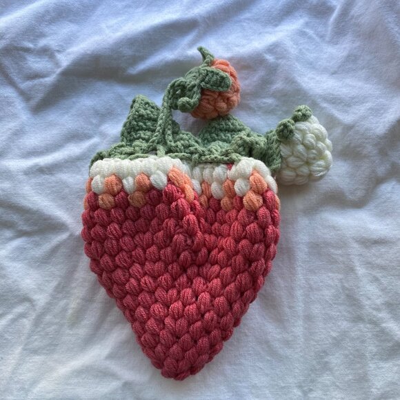 Handmade Handbags - Handmade Crochet Strawberry Crossbody Bag